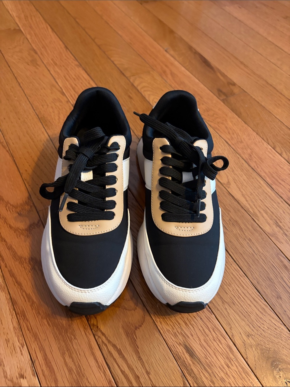 Women’s Athletic Sneakers in Black, White & Tan
